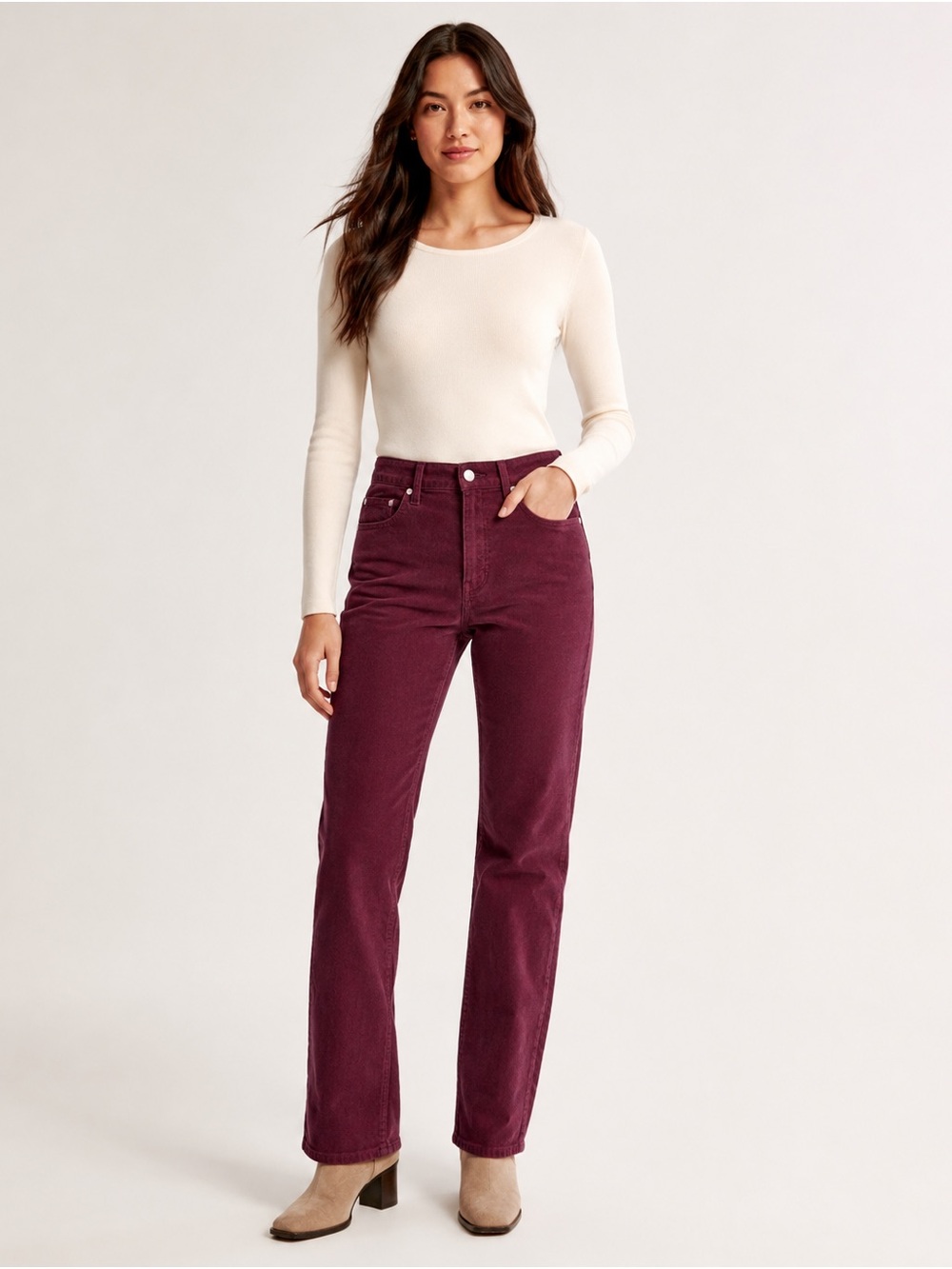High-Rise Straight Leg Corduroy Pants